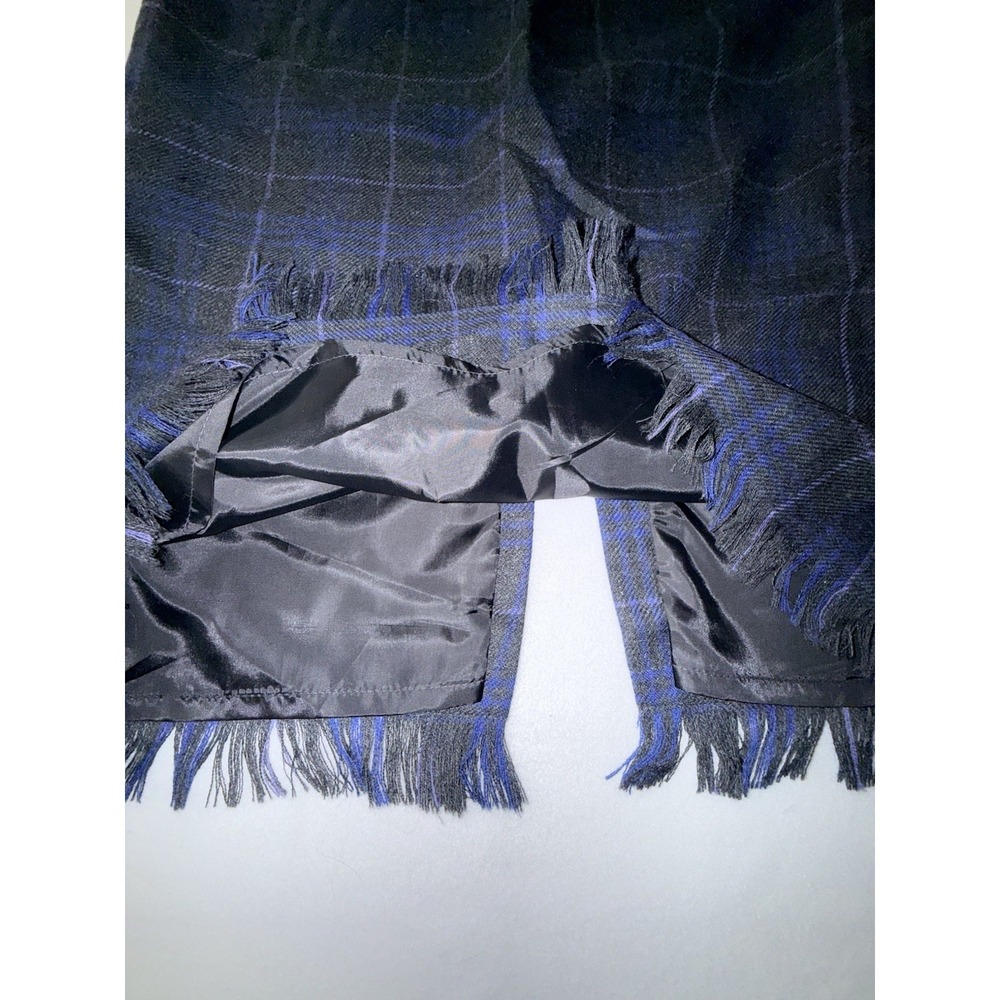 Harve Benard Sport Size 8 Grey Blue Purple Plaid Pencil Skirt 100%‎ Wool Fringe - Picture 3 of 11